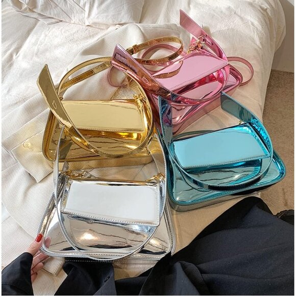 Women's Silver Evening Hobo Tote Handbag Satchel Clutch Crossbody Bags - Picture 8 of 8